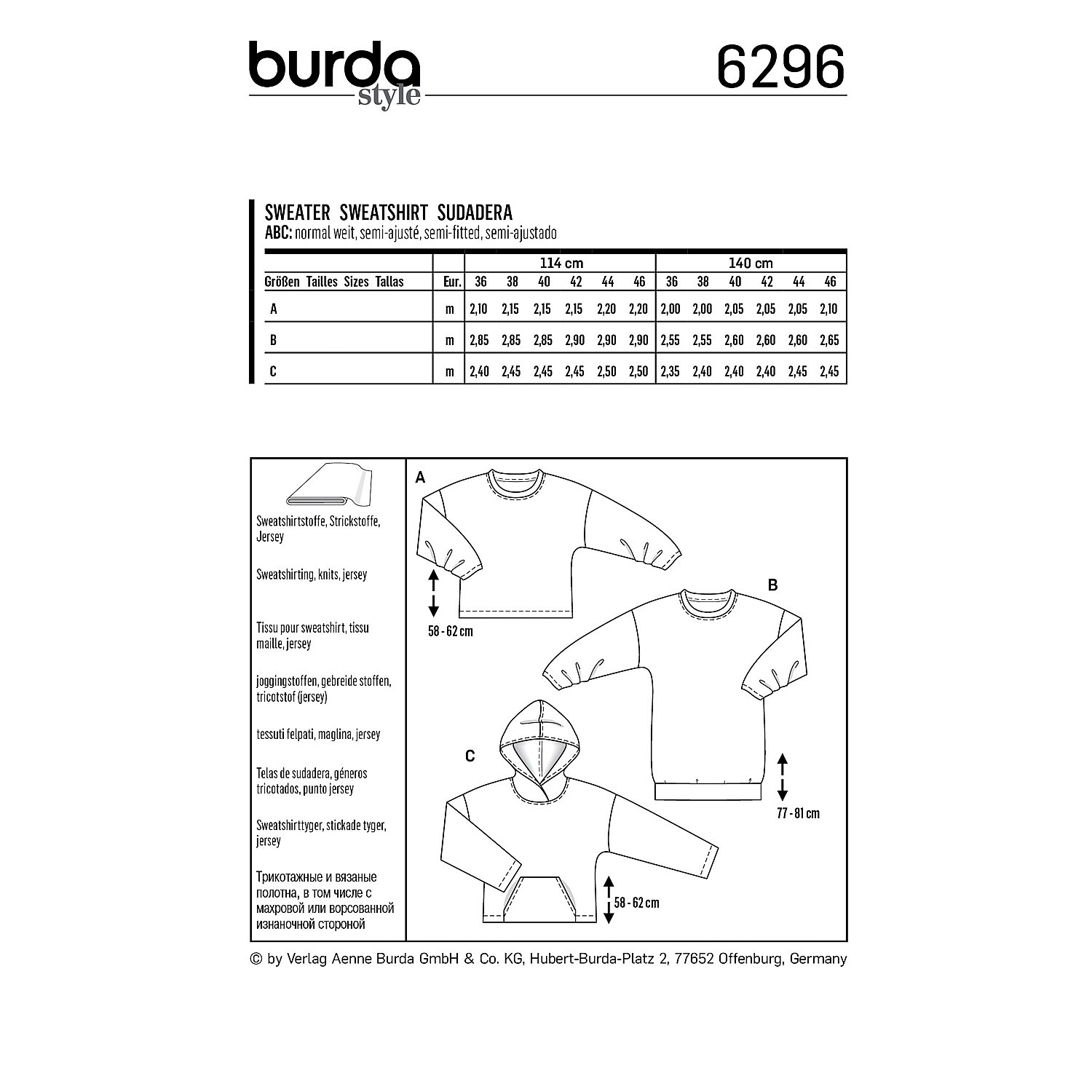 burda Schnitt 6296 