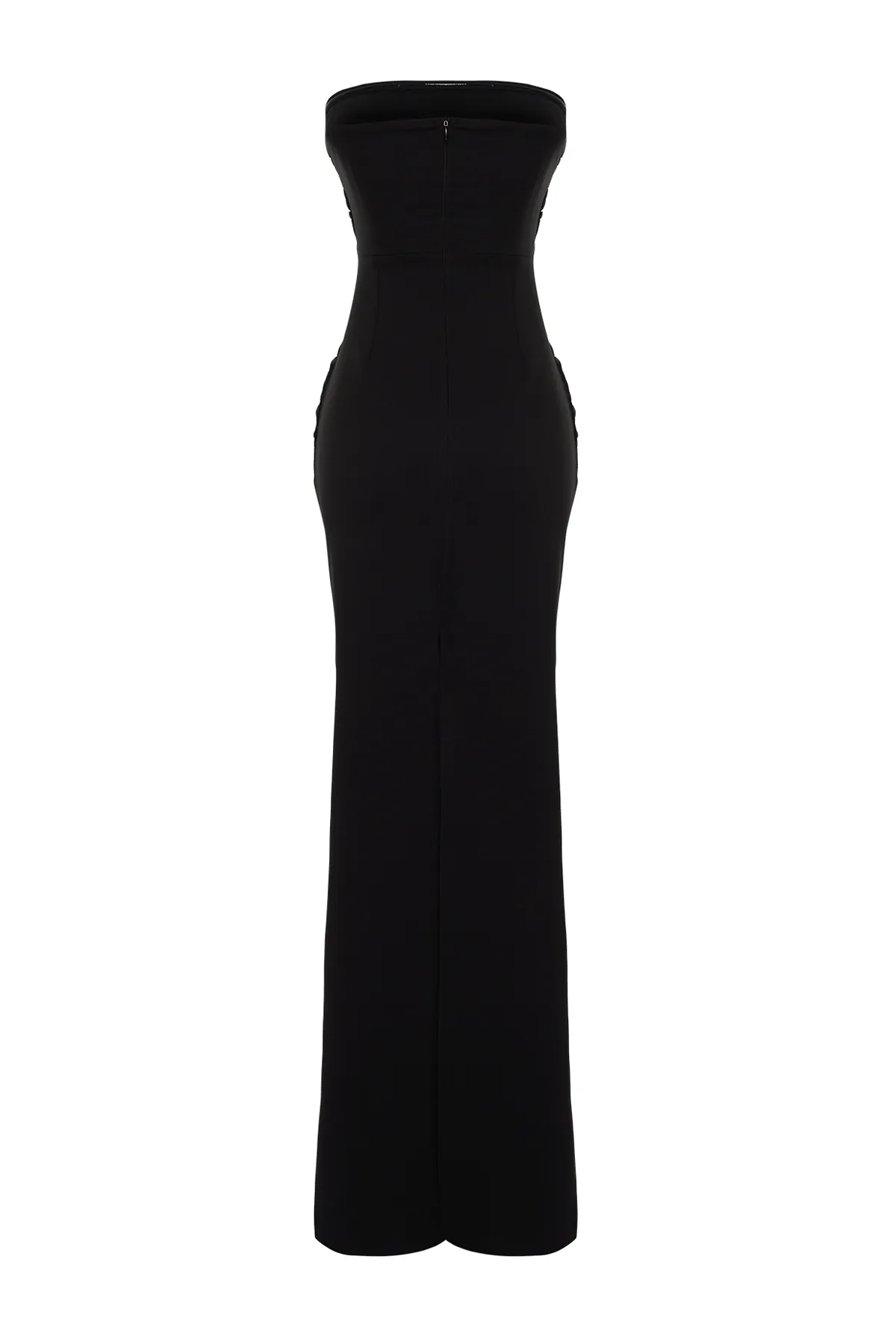 Trendyol Collection  Schwarzes, körperbetontes, gewebtes langes Abendkleid TPRSS24AE00053