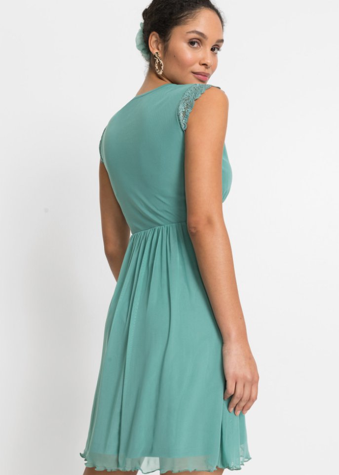 Mesh-Kleid mit Spitze