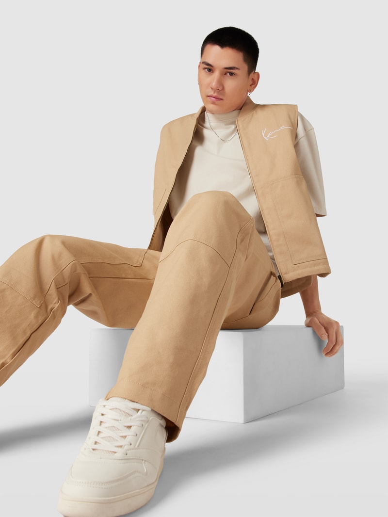 Stoffhose mit Eingrifftaschen in beige