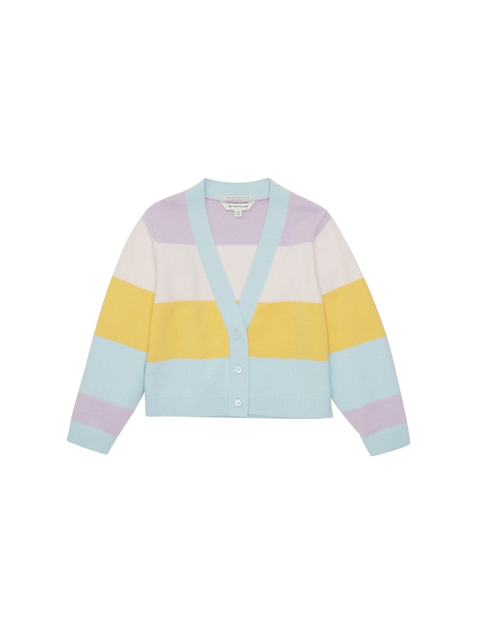 TOM TAILOR Strickjacke Gestreifte Strickjacke mit LENZING(TM) ECOVERO(TM)