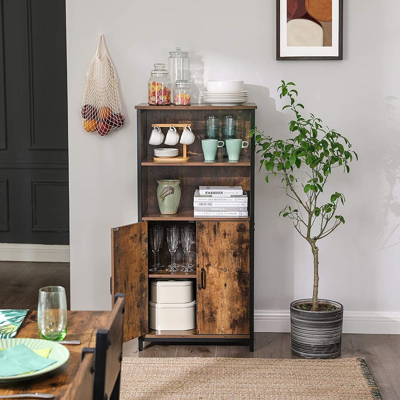 Vasagle Lagerschrank, 60x35x124.5cm, rustikalbraun