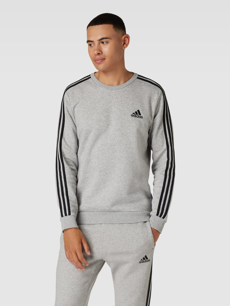Sweatshirt mit Rundhalsausschnitt in mittelgrau meliert