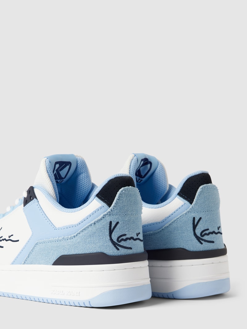 Sneaker aus Leder-Mix mit Kontrastbesatz in weiss