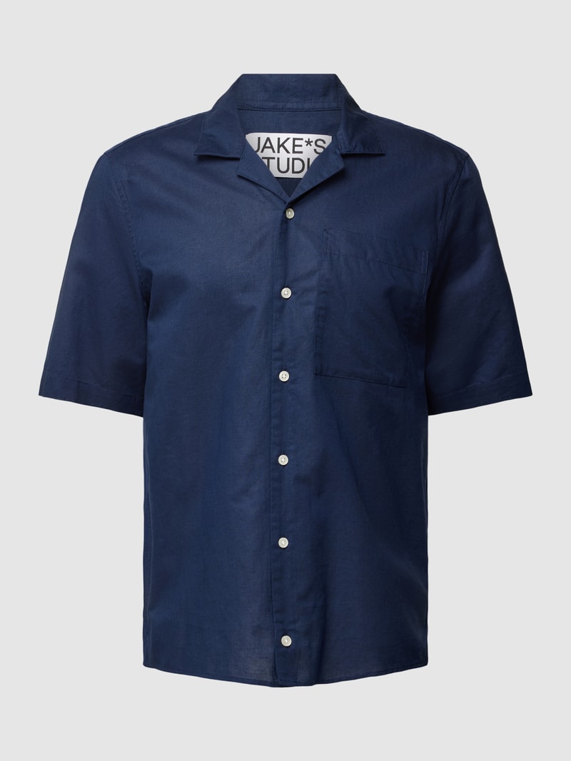 Freizeithemd mit Brusttasche in marineblau