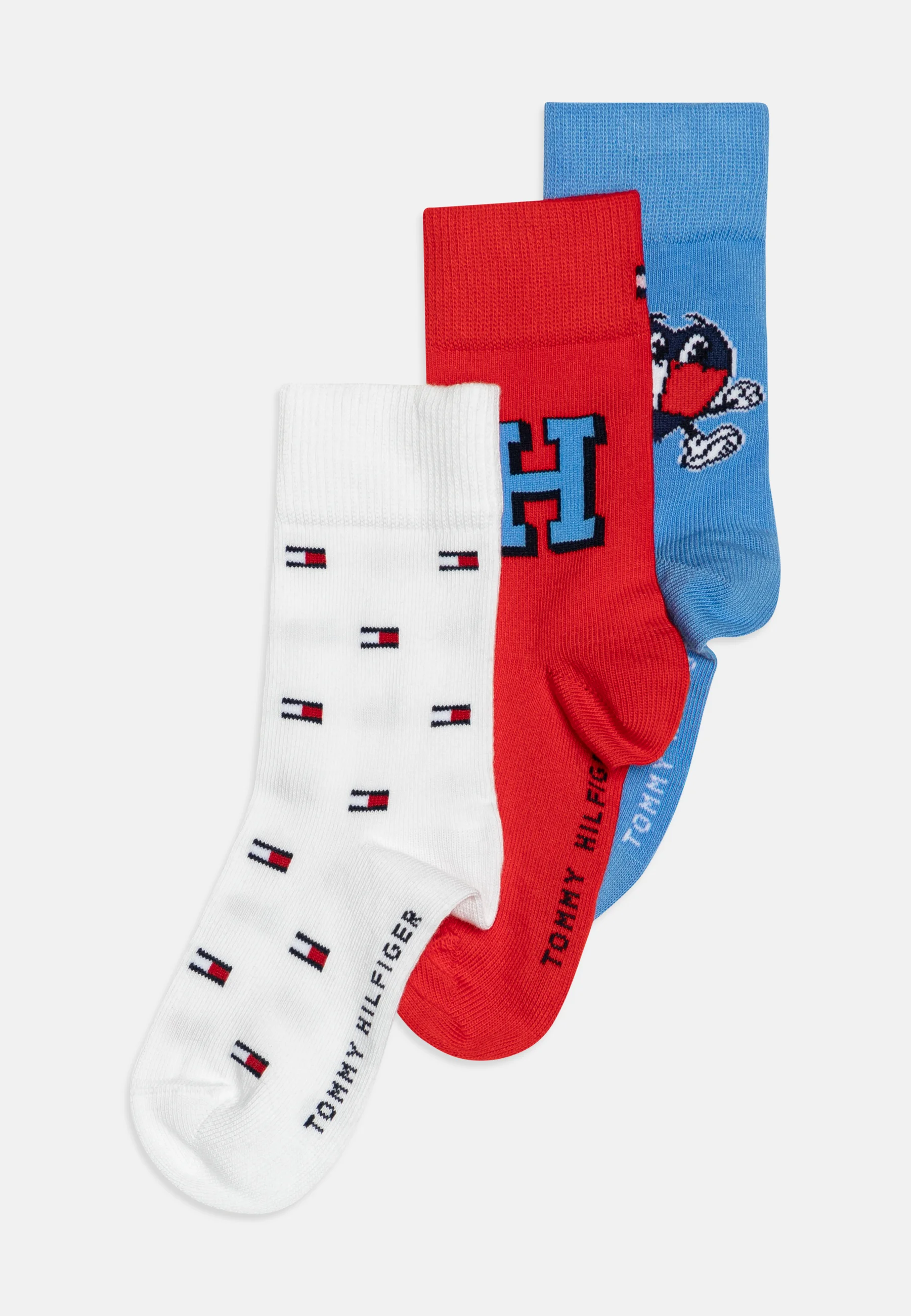 Calcetines unisex Tommy Hilfiger con logotipo para niños (paquete de 3)