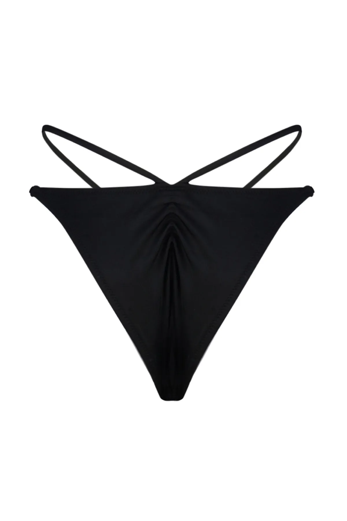 Trendyol Collection  Schwarze, paspelierte brasilianische Bikinihose mit hohem Beinausschnitt TBESS23BA00032