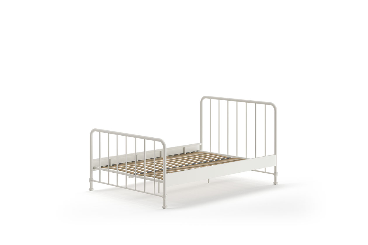 VIPACK Jugendbett BRONXX mit Liegefläche 140 xx 200 cm, Ausf. Metall Weiß matt