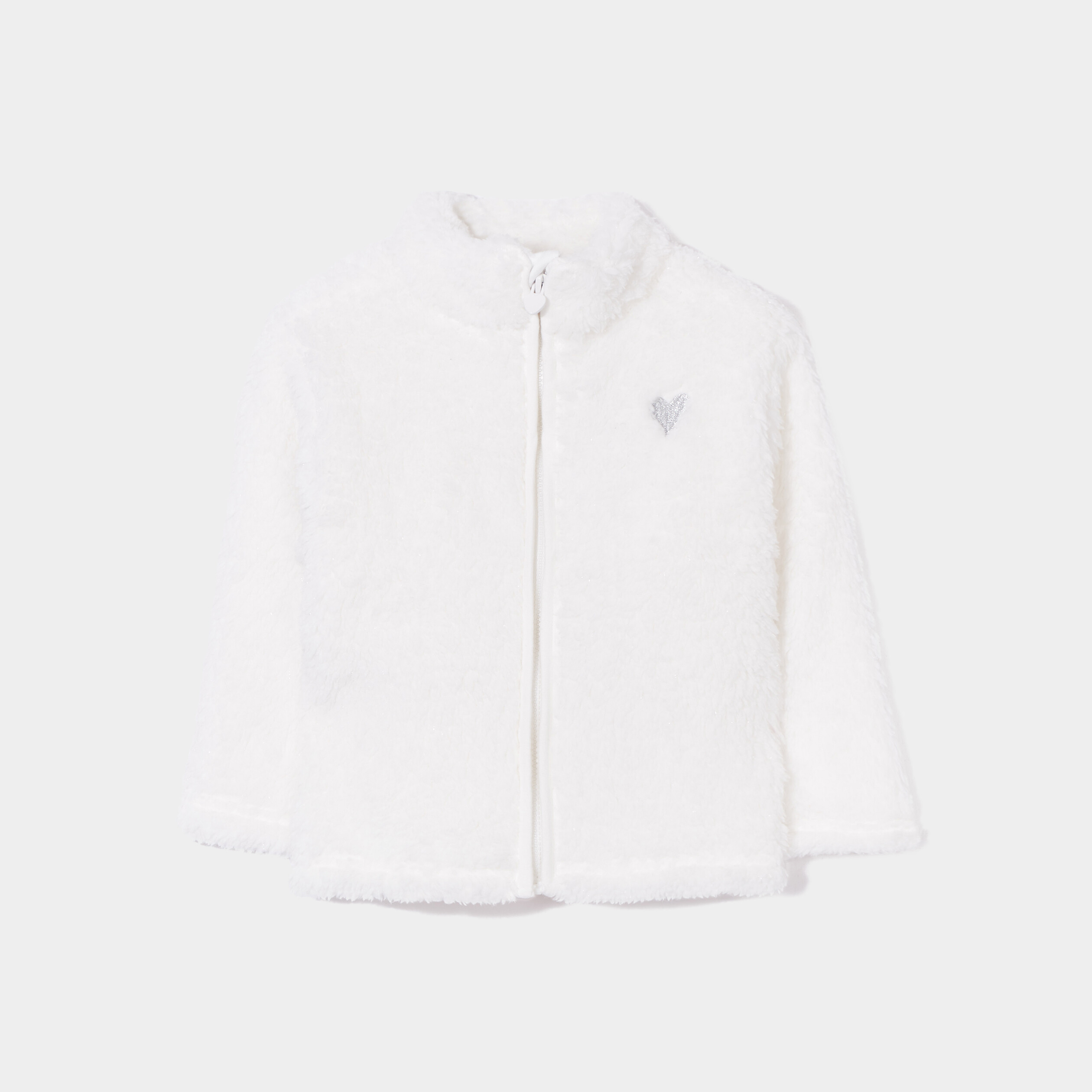 Gilet zippé imitation laine de mouton blanc bébé fille | La Halle