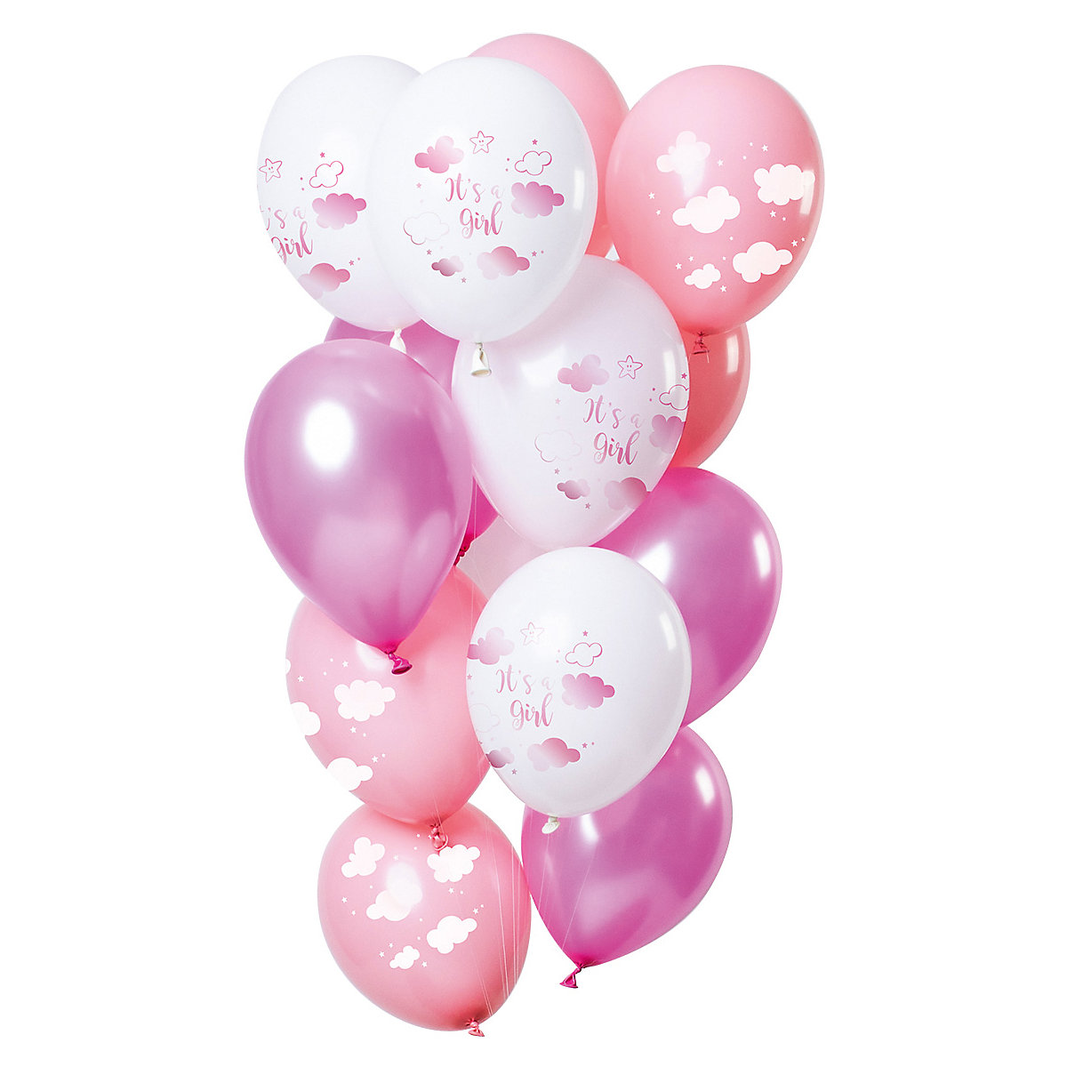 Ballons 'It's a girl' Pink 33cm - 12 Stück
