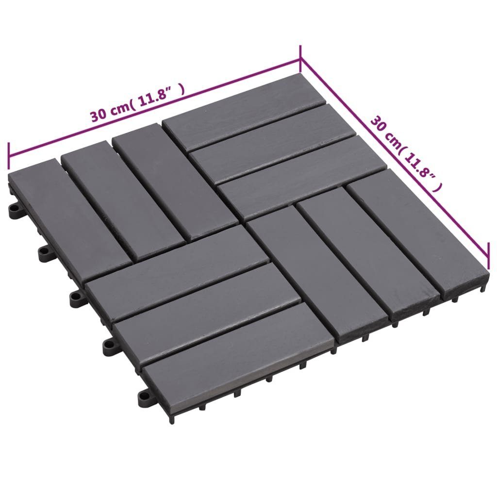 Teppichboden Terrassenfliesen 10 Stk. Grau 30×30 cm Massivholz Akazie, vidaXL, Höhe: 240 mm