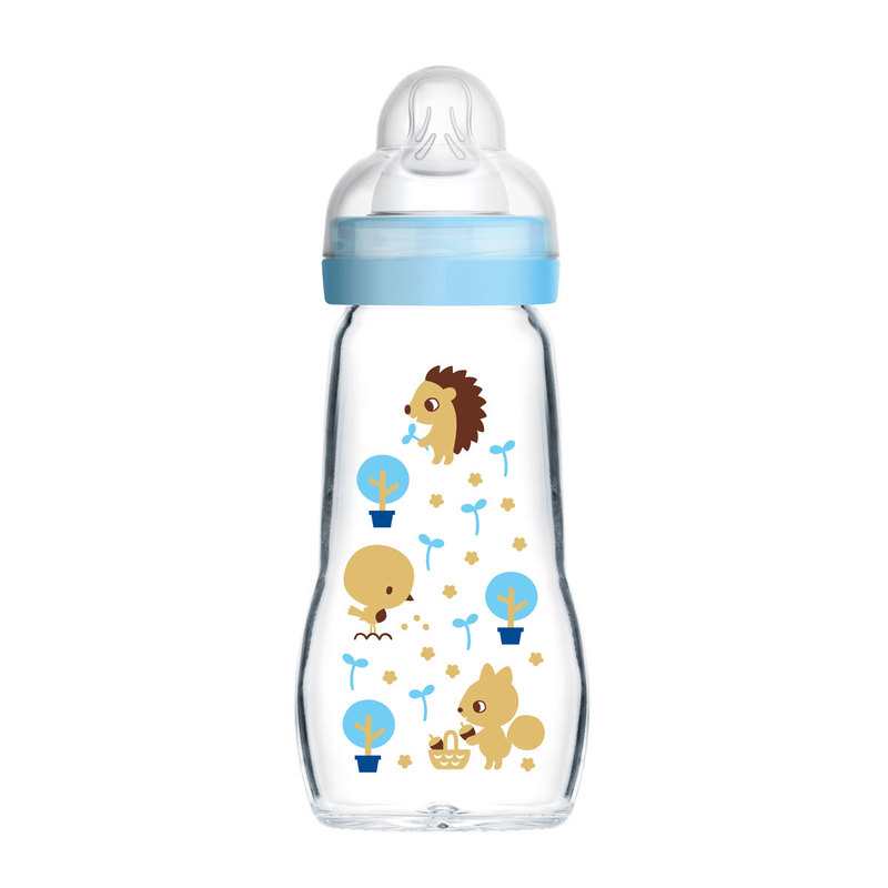 Biberon en verre 260ml bleu MAM