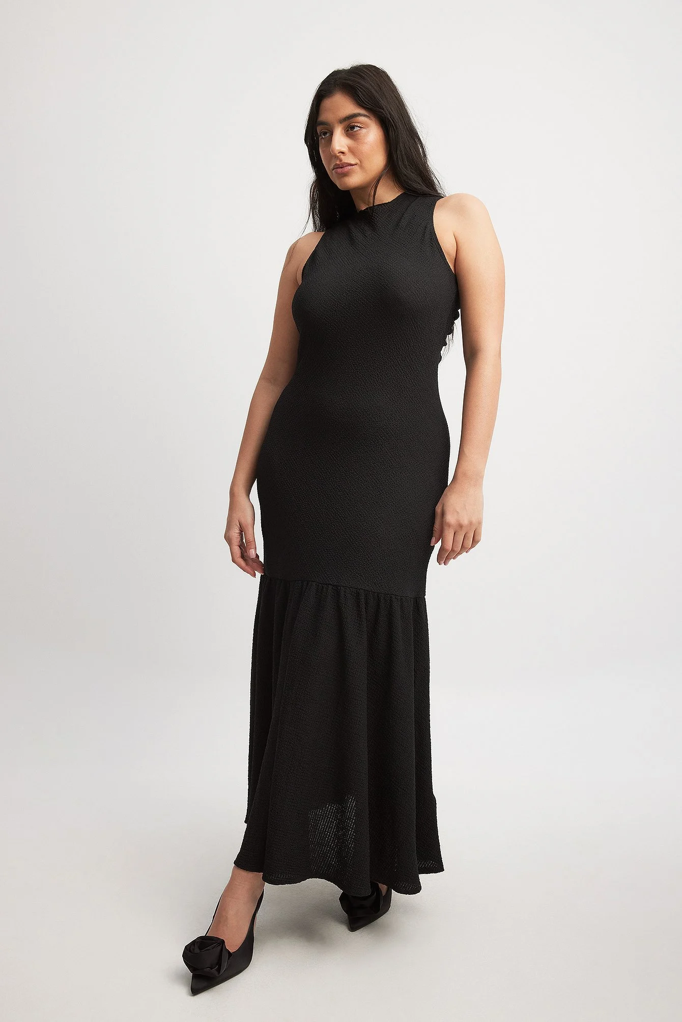 Open Back Structured Maxi Dress