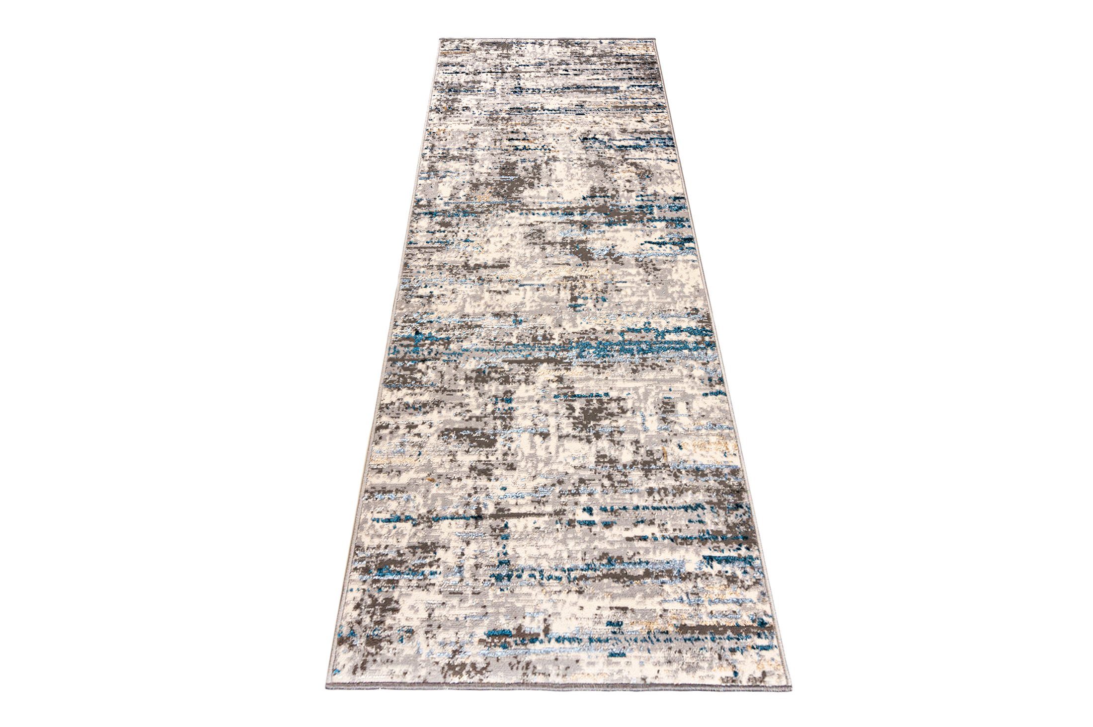 Läufer Läufer Flurläufer Modern für Vorzimmer - Abstrakt - Beige Grau Blau, Mazovia, 60 x 100 cm, Kurzflor, Meterware, Höhe 8 mm, Kurzflor - niedrige Florhöhe