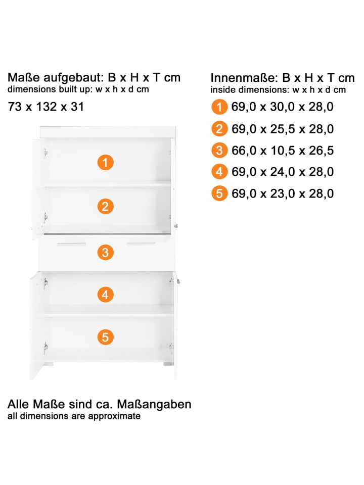 ebuy24 Badschrank AmandaMandoBea Weiß 73 x 31 cm günstig kaufen onesize