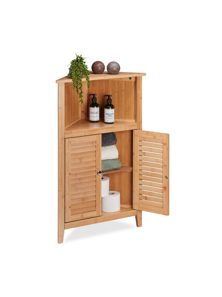 relaxdays Eckschrank in Natur - (B)58 x (H)92 x (T)30 cm günstig kaufen onesize