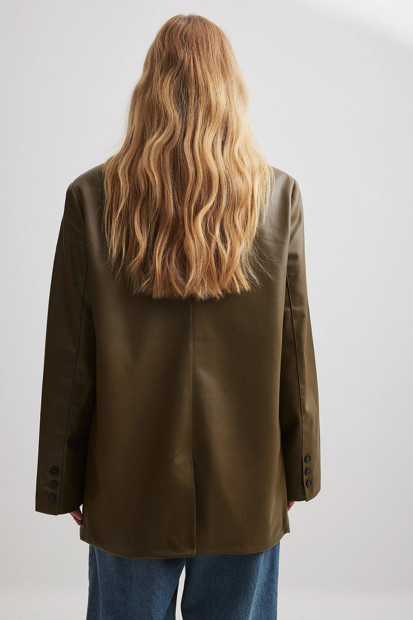 Maxi übergroßer PU-Blazer