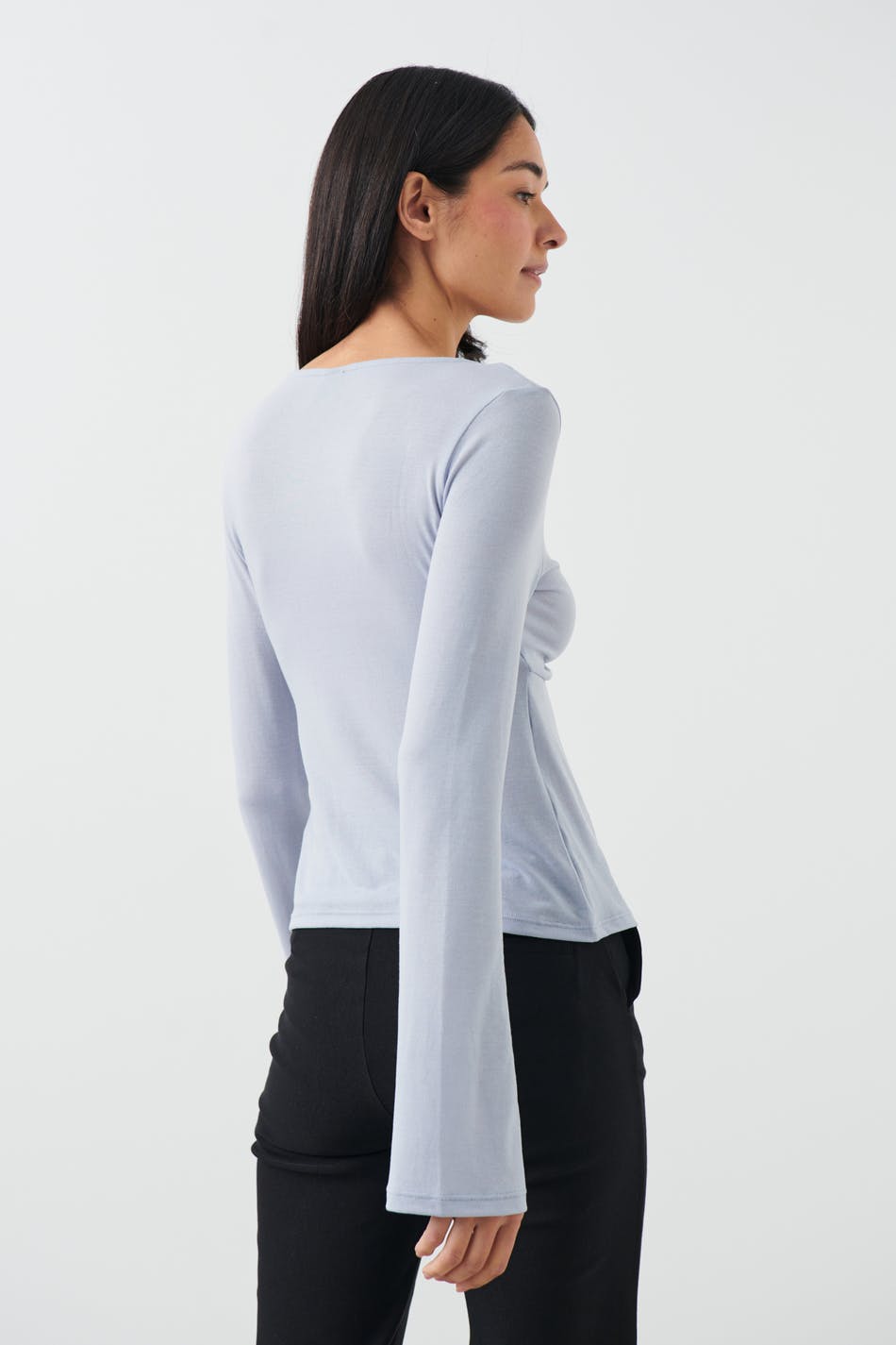Tie front long sleeve top