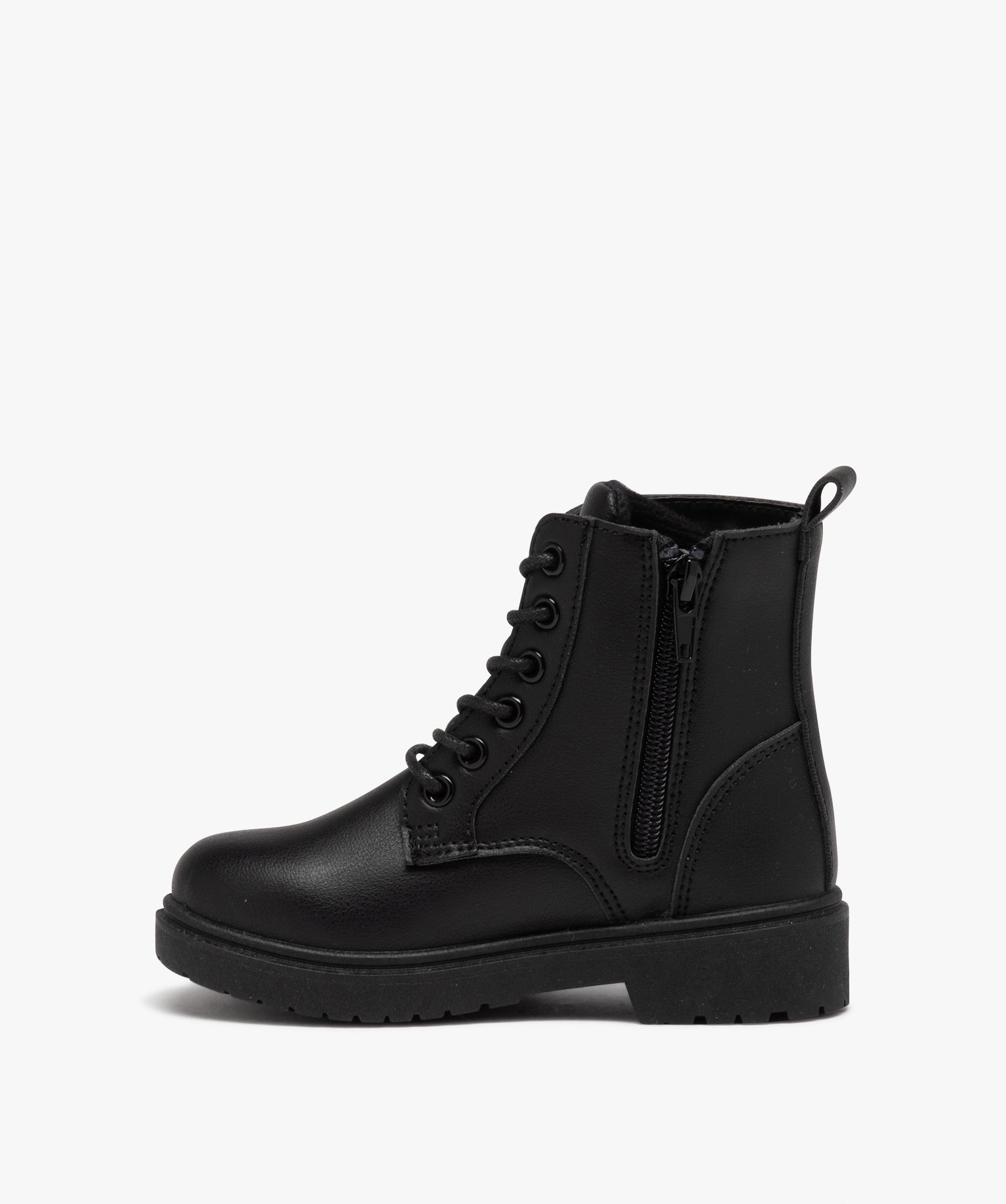 Boots à lacets et semelle crantée style rangers fille noir | GEMO