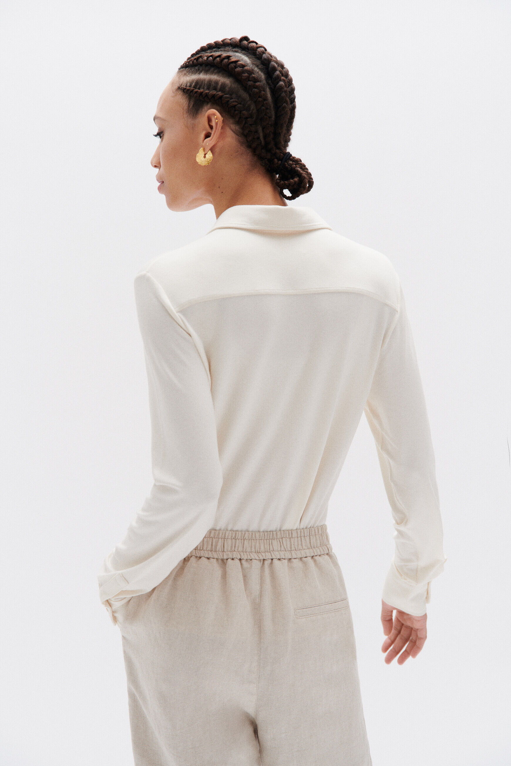 Chemise Albi en jersey ecru femme