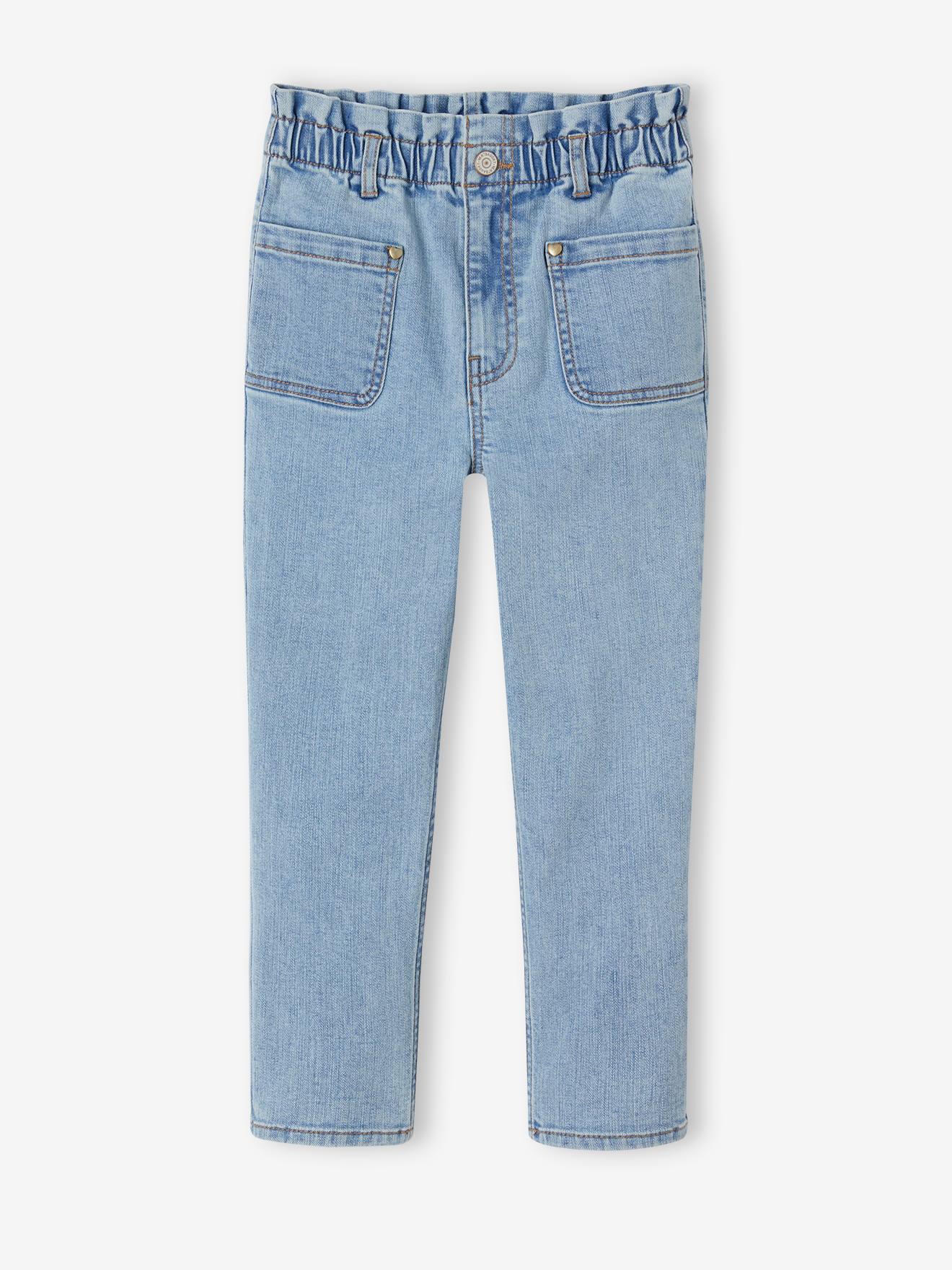 Vertbaudet Die UNVERWÜSTLICHE, robuste Mädchen Paperbag-Jeans - double stone