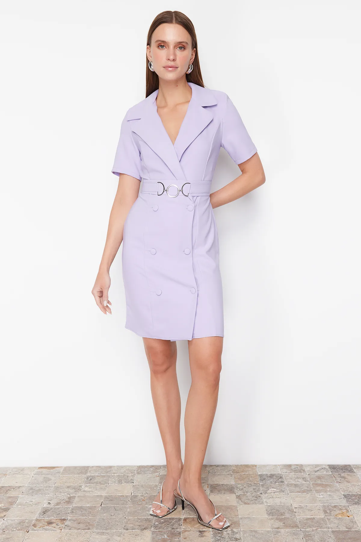Trendyol Collection  Lila gewebtes Midikleid TWOSS22EL2251
