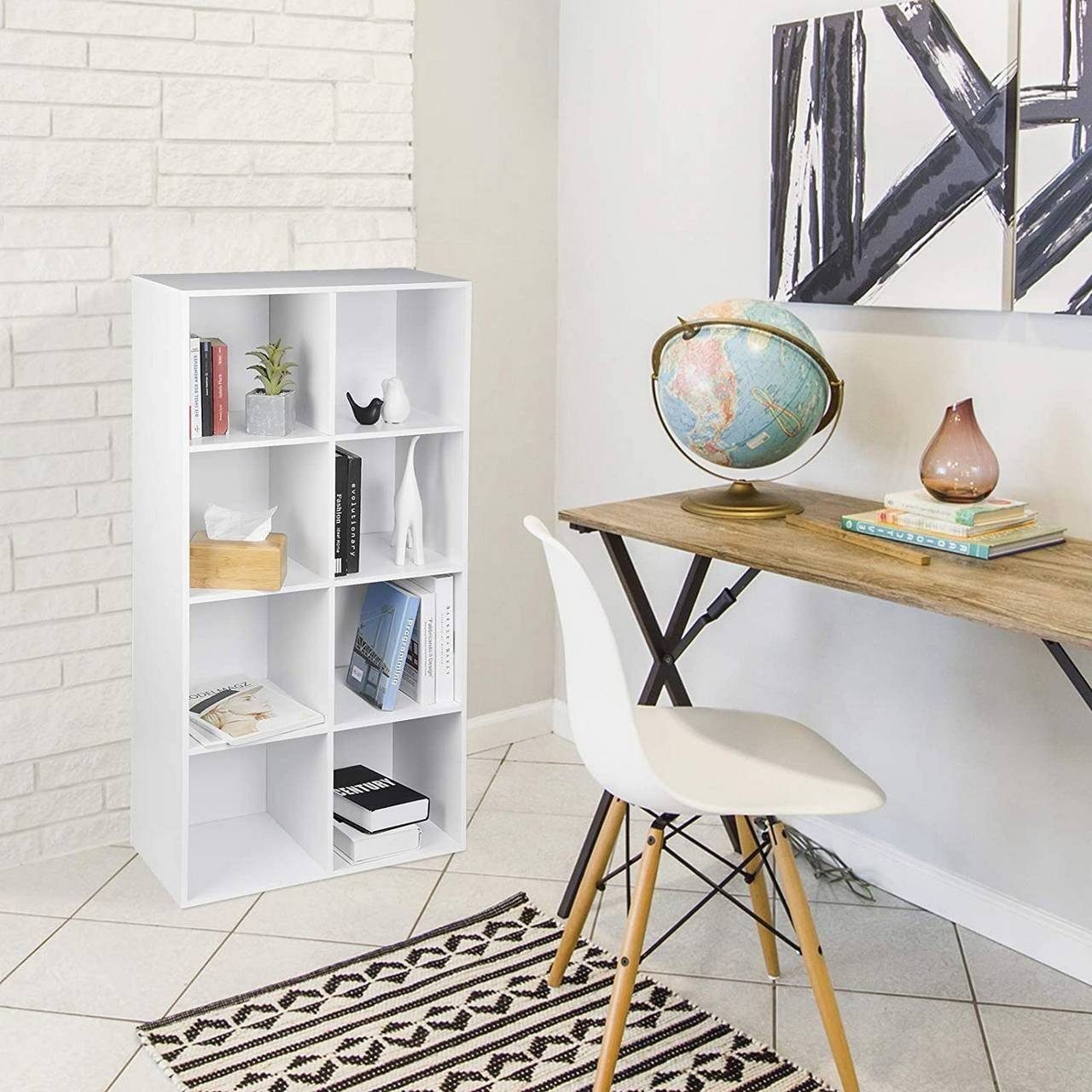Woltu Bücherregal, 1-tlg., Büroregal Aktenschrank, MDF, 8 Fächer