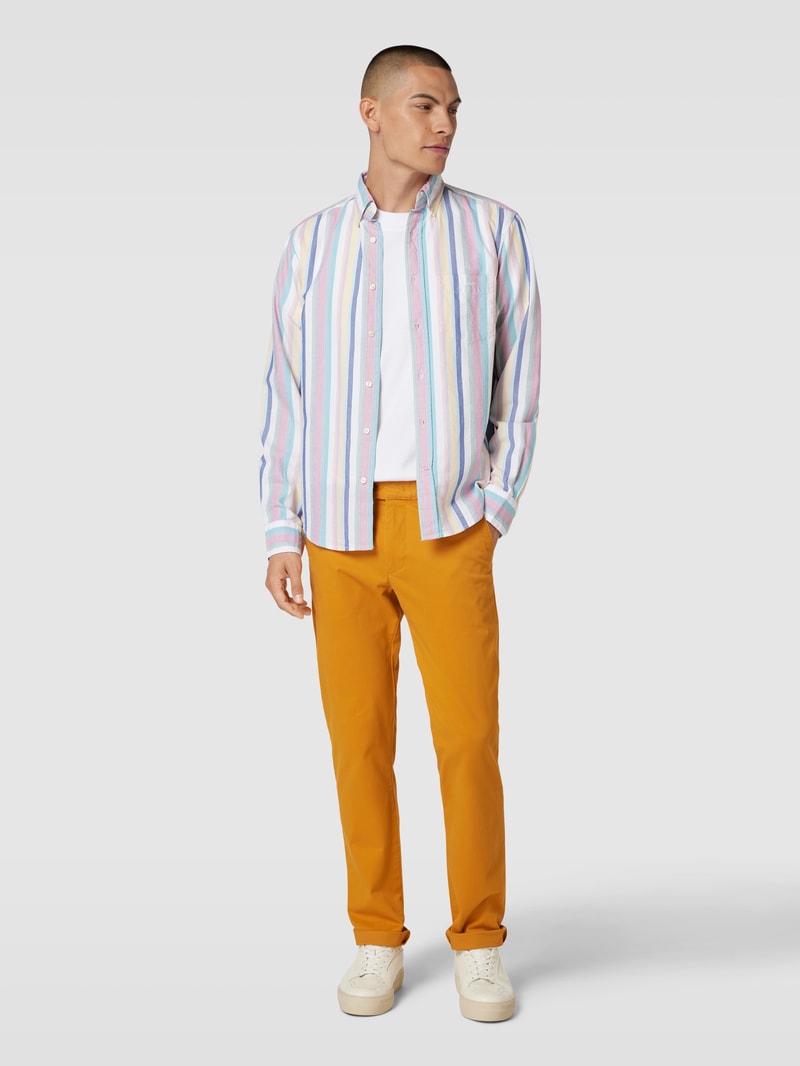 Freizeithemd mit Streifenmuster Modell 'OXFORD' in blau