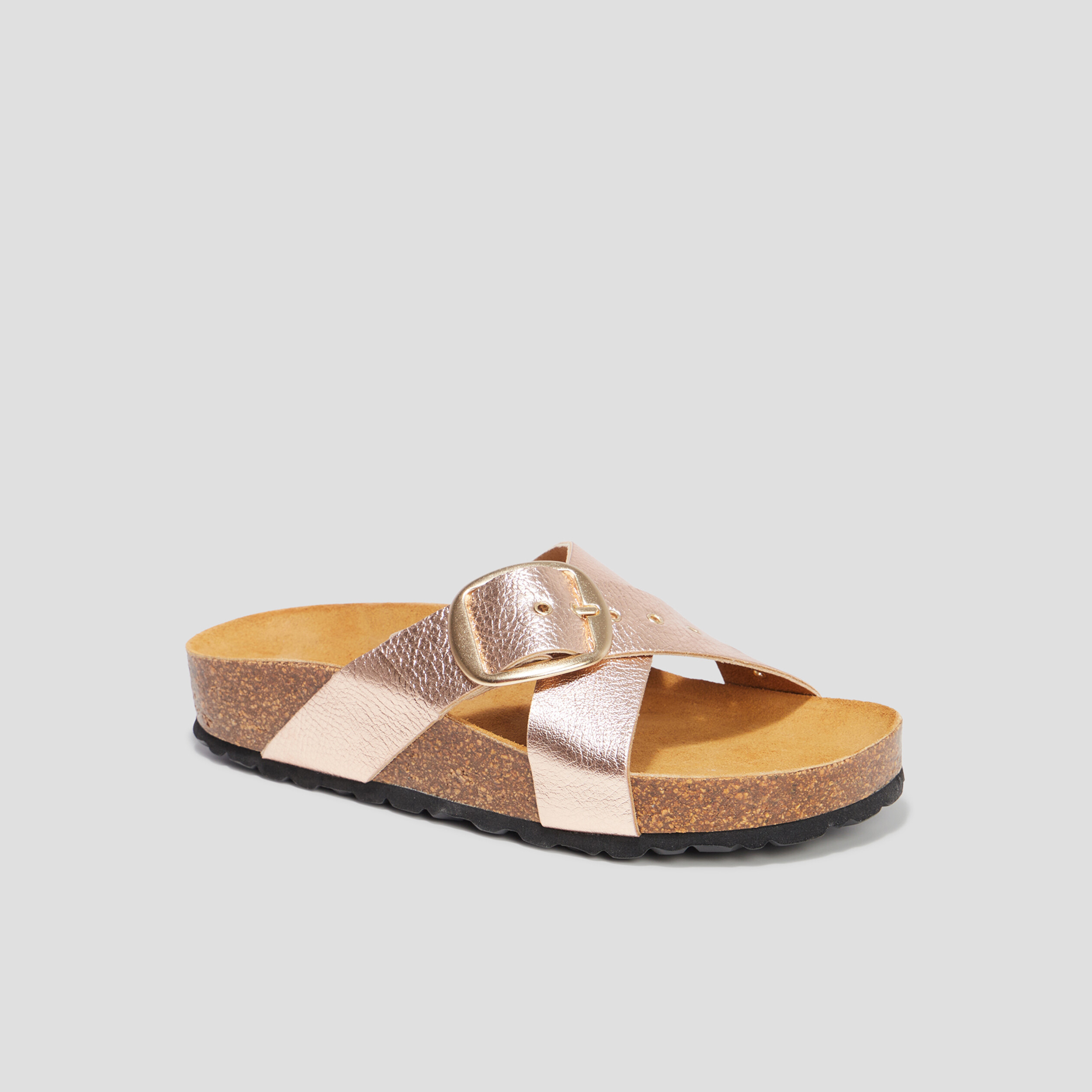 Mules brides croisées rose champagne femme | La Halle