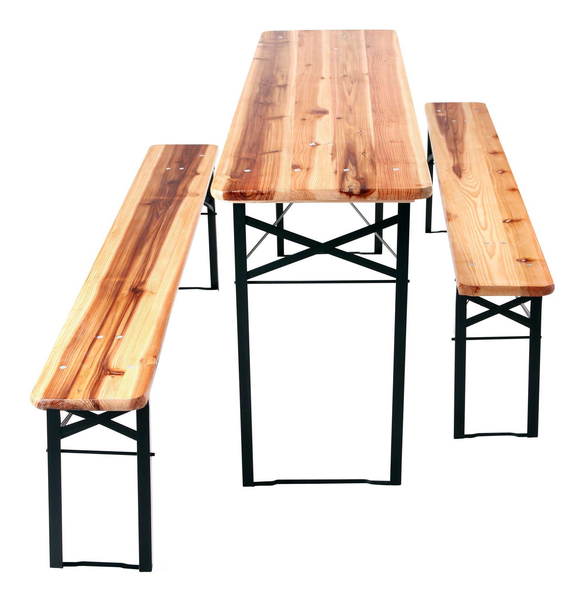 Stagecaptain Bierzeltgarnitur Hirschgarten BB-180 Sitzgarnitur 177 cm Länge, (Stehtisch Holz, 3-tlg., 2 x Bank, 1 x Tisch), Sitzmöbelset Outdoor & Indoor, klappbar