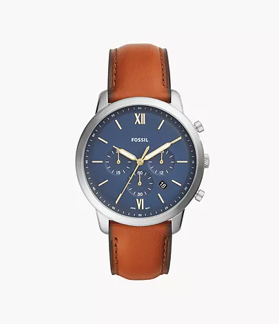 Fossil Herrenuhr Neutra Chronograph Leder Braun