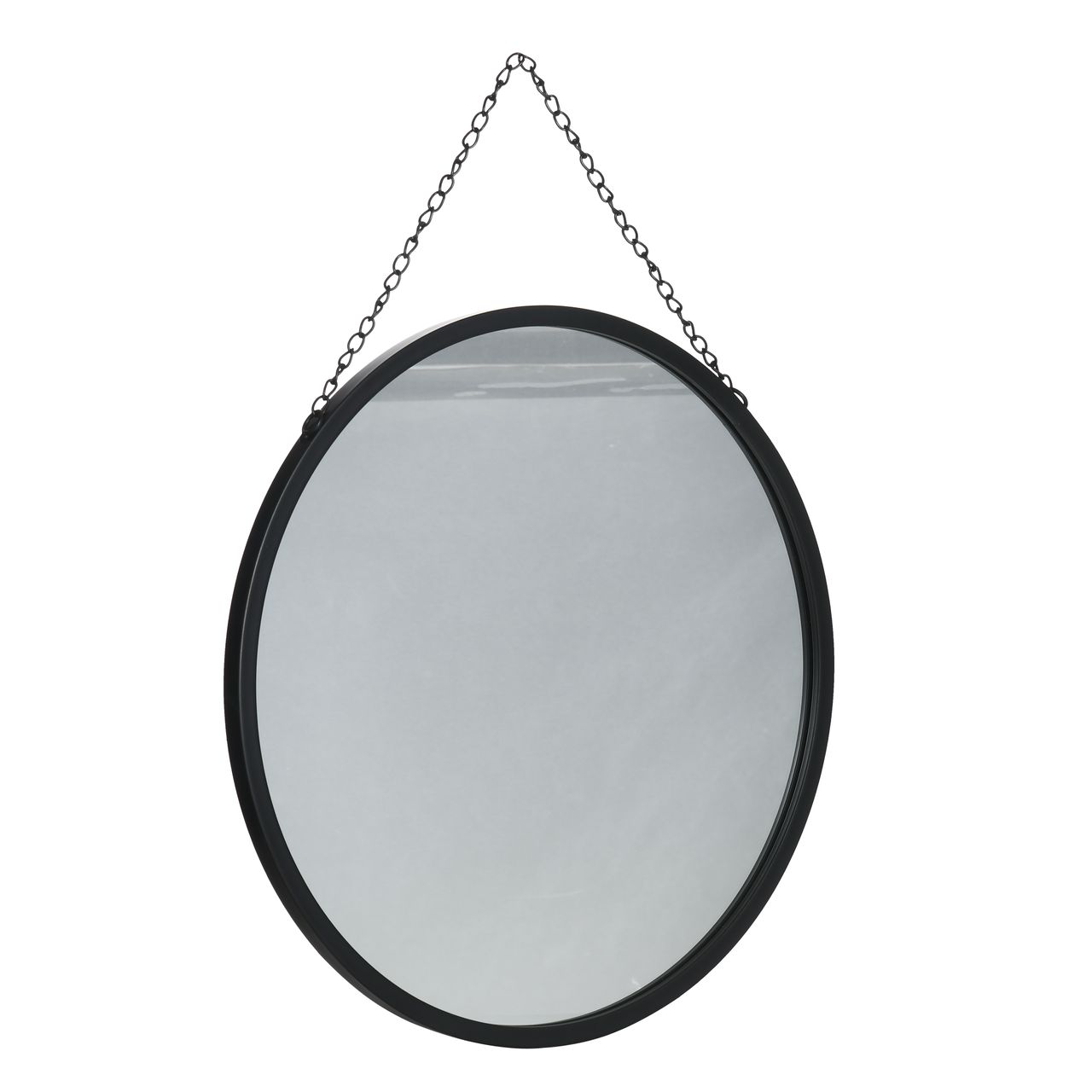 HOMCOM Wandspiegel Schminkspiegel Ø 50 cm Rundspiegel Wohnzimmerspiegel mit dekorativer Aufhängung für Schlafzimmer, Esszimmer, Diele Schwarz Metall Glas