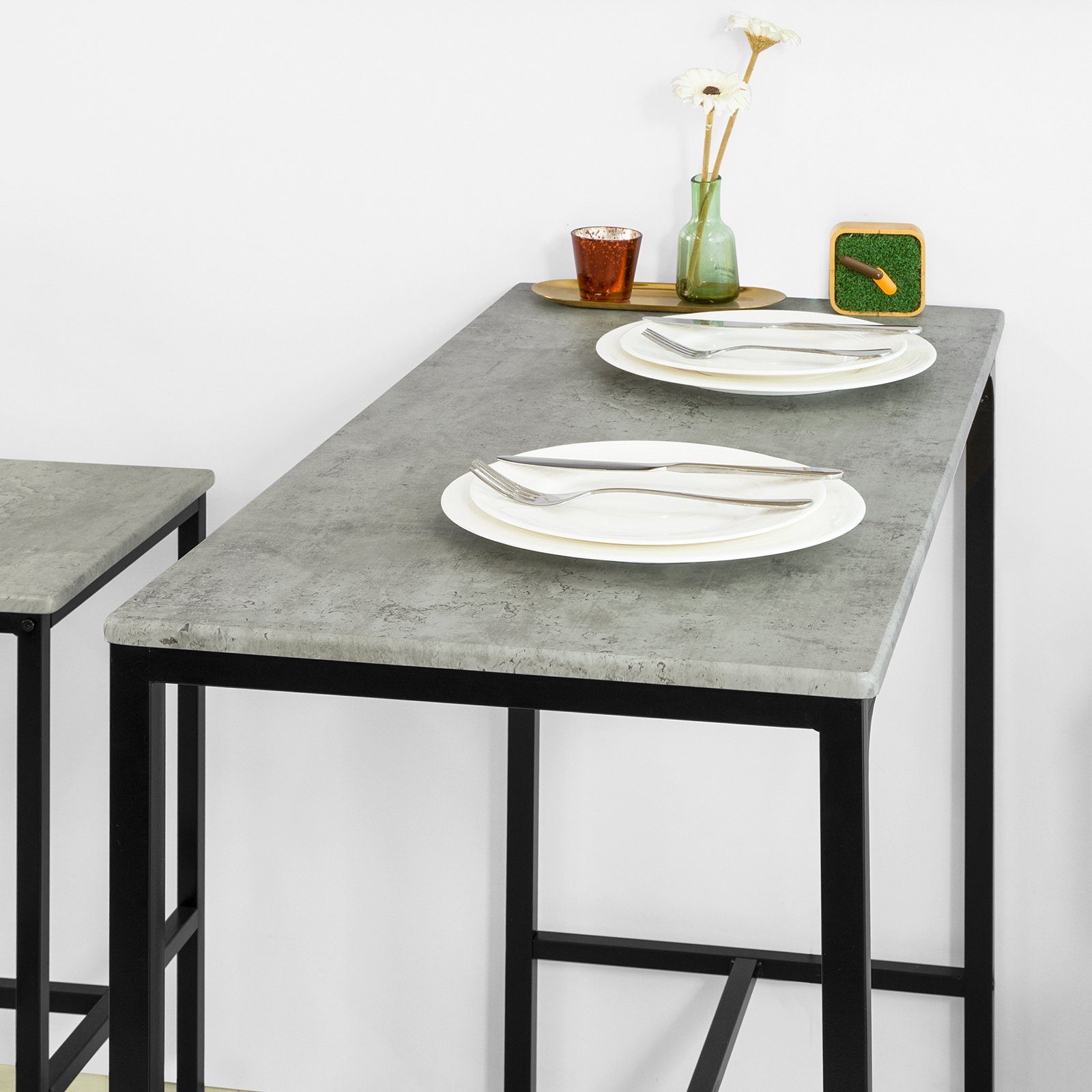 SoBuy Bartisch OGT14, Bartisch Set 5-teilig Sitzgruppe Esstisch Bistrotisch mit 4 Hockern