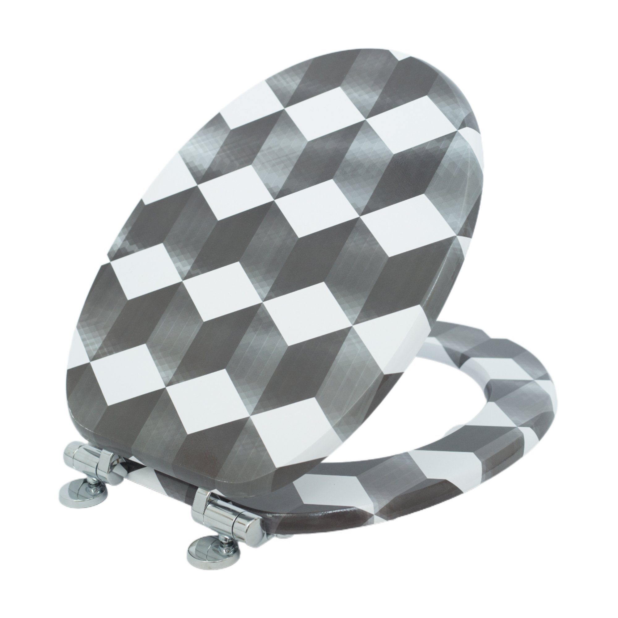 SINOBATH WC-Sitz Toilettendeckel (Toilettensitz mit Absenkautomatik, MDF-Holzkern maximale Belastung der Klobrille 200 kg), einfache Montage und Reinigung, Oval