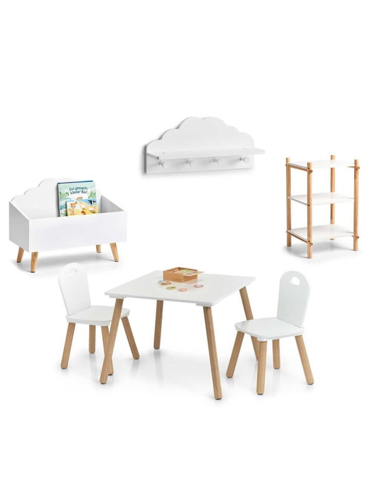 Zeller Present Kindermöbelset: 2 Stühle   Tisch in weiß günstig kaufen onesize