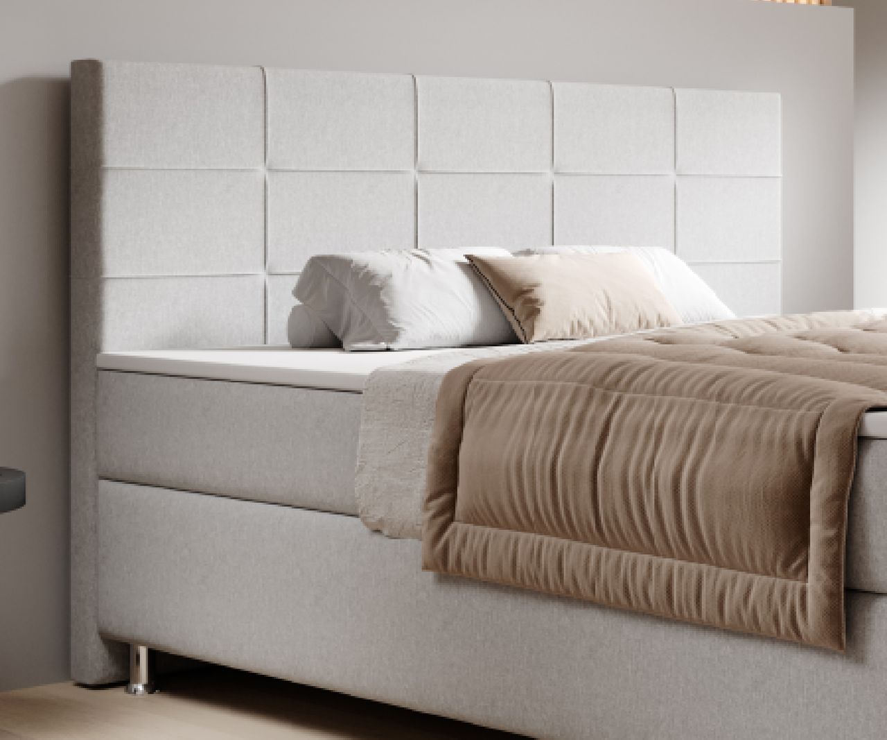 IHG IHG Boxspringbett Florenz 180x200cm Webstoff Silbergrau