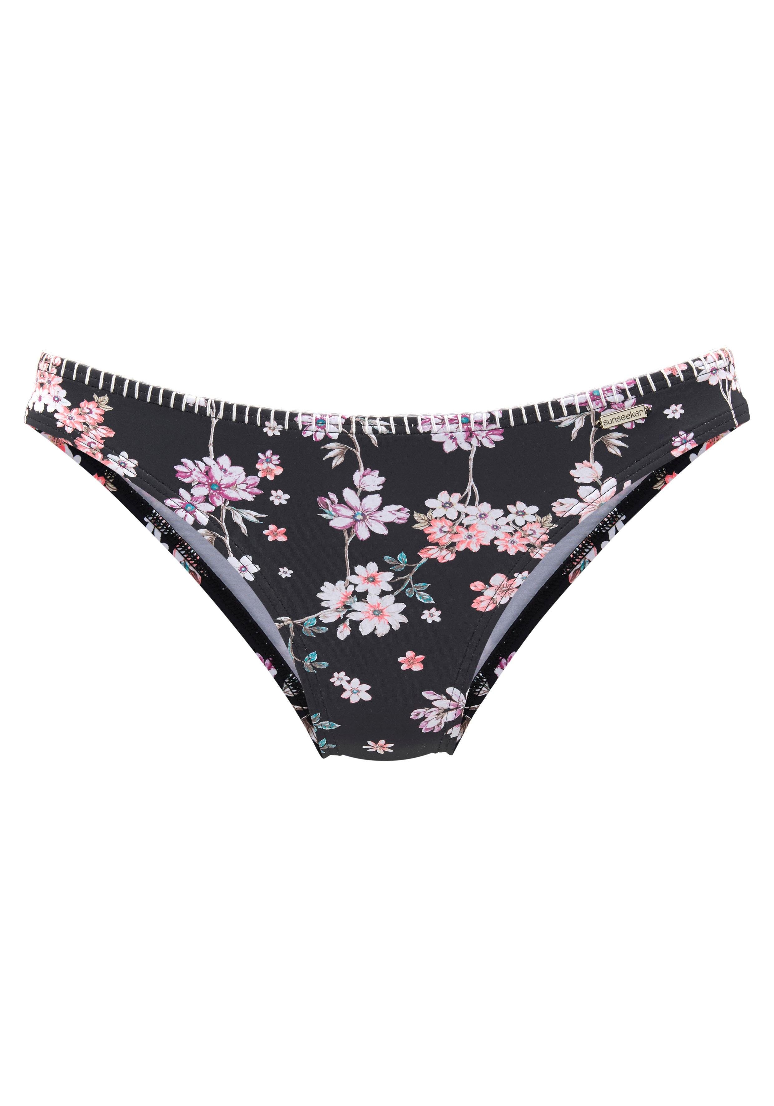 Sunseeker Bikini-Hose Ditsy in knapper Brasilien-Form und mit Häkelkante