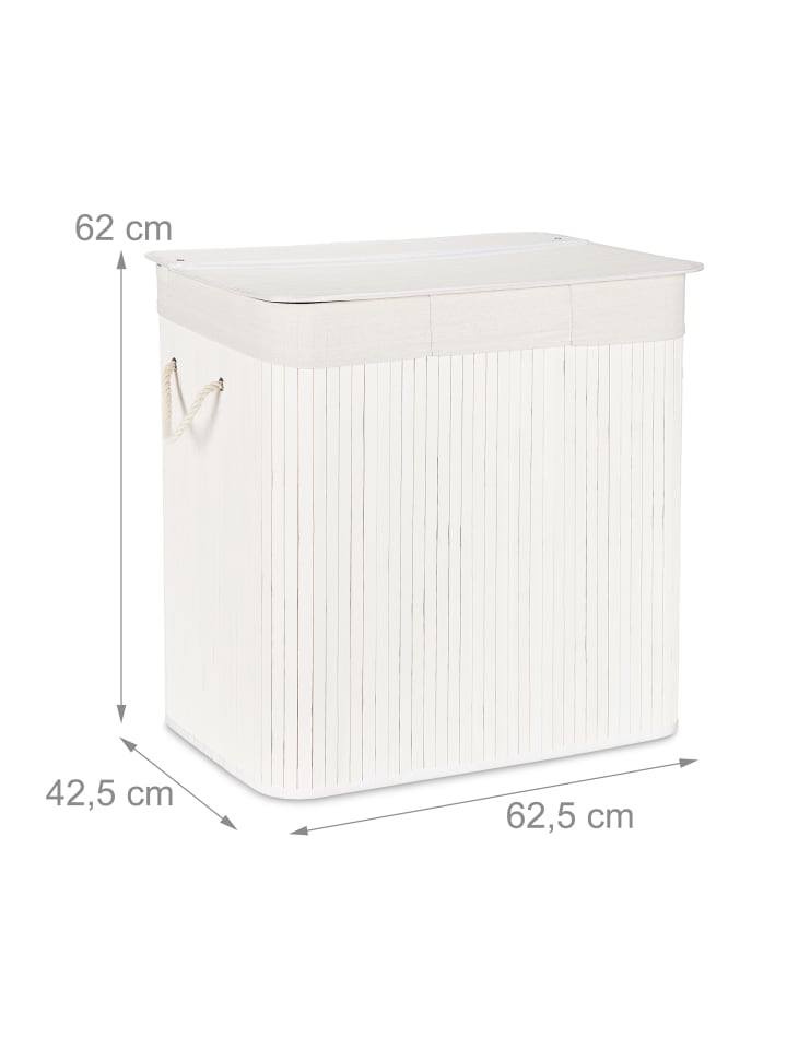 relaxdays Wäschekorb in Weiß - (B)62,5 x (H)62 x (T)42,5 cm günstig kaufen onesize