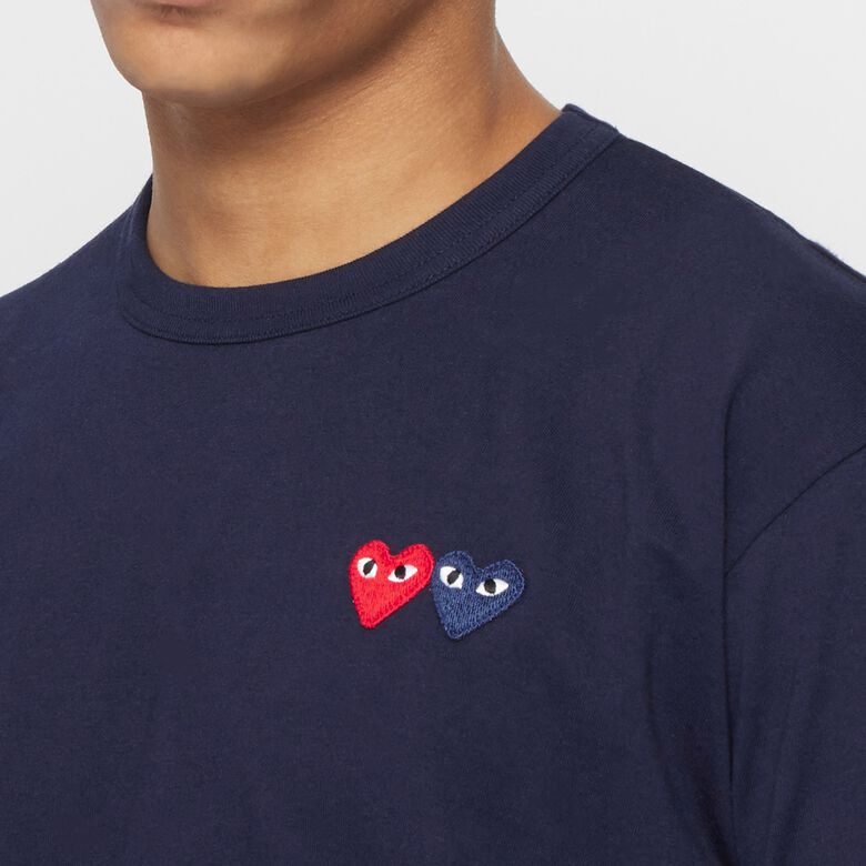 Comme des Garcons Play Play Double Heart T-Shirt navy