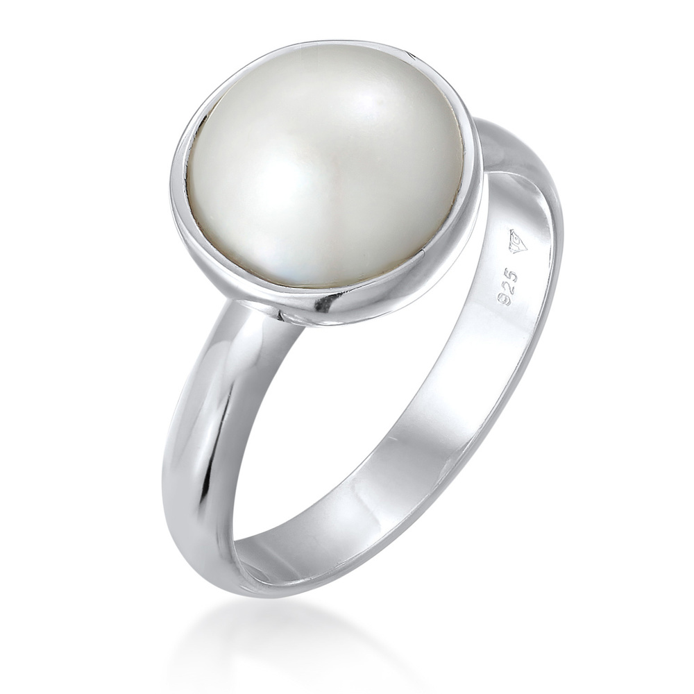 Nenalina Nenalina Bague Femmes Elégant Rond avec perle en argent sterling 925 Bague