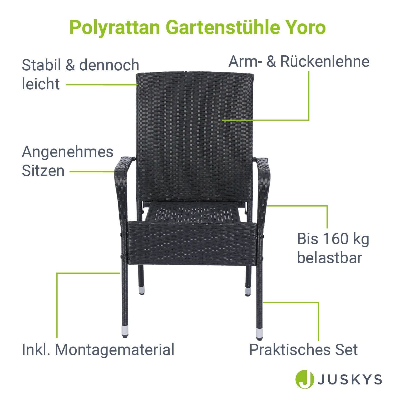 Juskys Gartenstuhl Yoro (2 St), stapelbar, modern, leicht und stabil