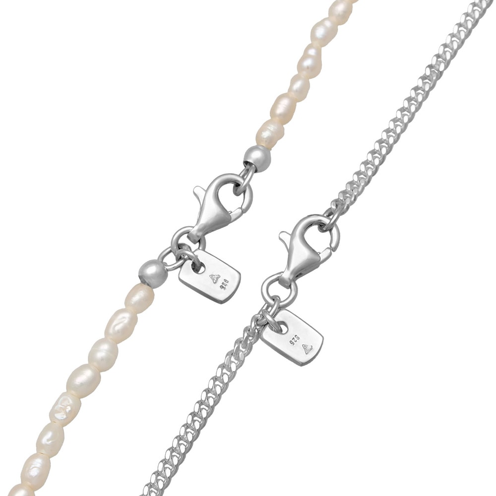 KUZZOI KUZZOI Collier Hommes Tendance Simple avec perles d'eau douce en argent sterling  collier