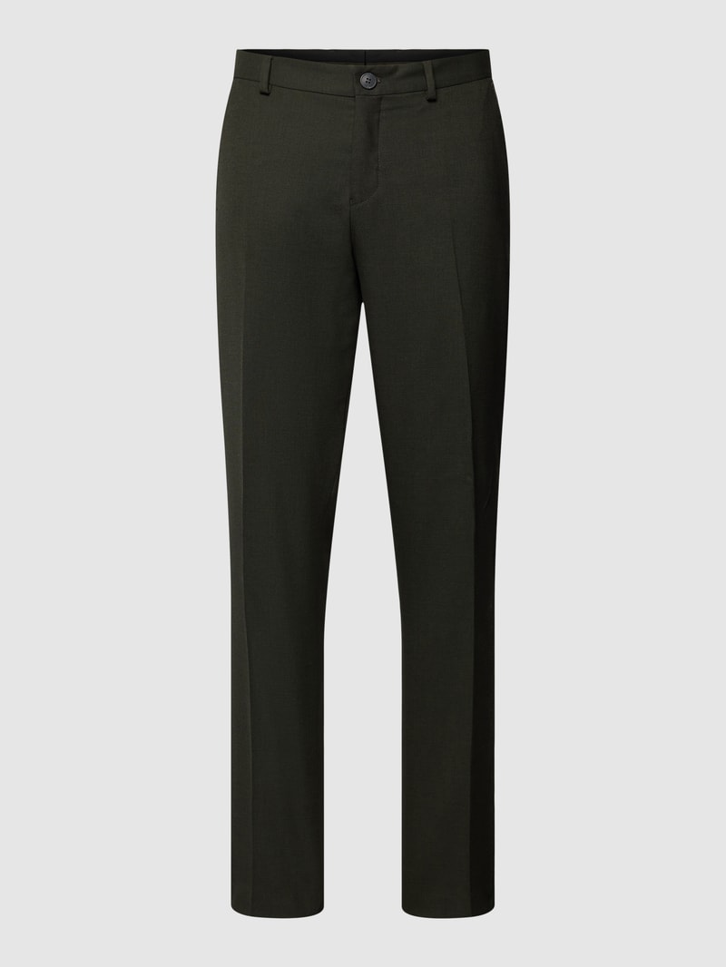 Slim Fit Hose mit Bügelfalten in dunkelgrün