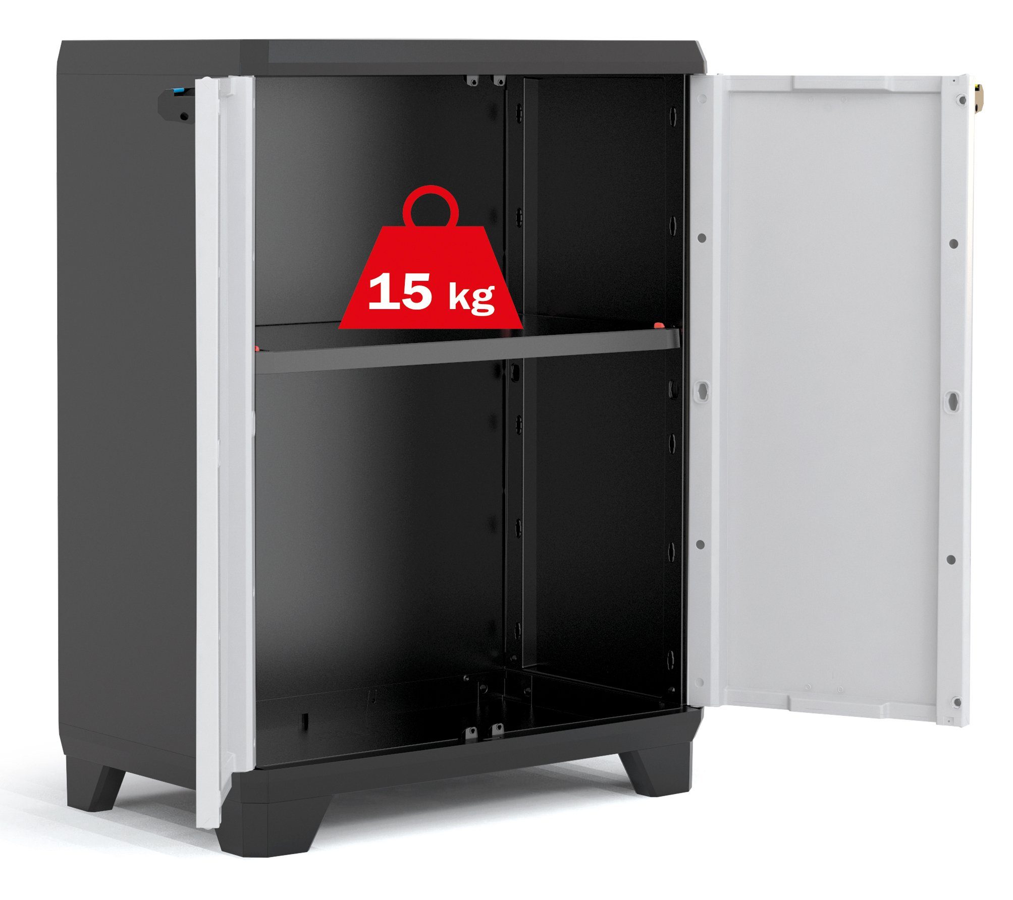 ONDIS24 Mehrzweckschrank Kunststoffschrank Haushaltschrank Linear Multifunktionsschrank inkl. Einlegeboden, verstellbare Füße, Soft-Touch Griffe