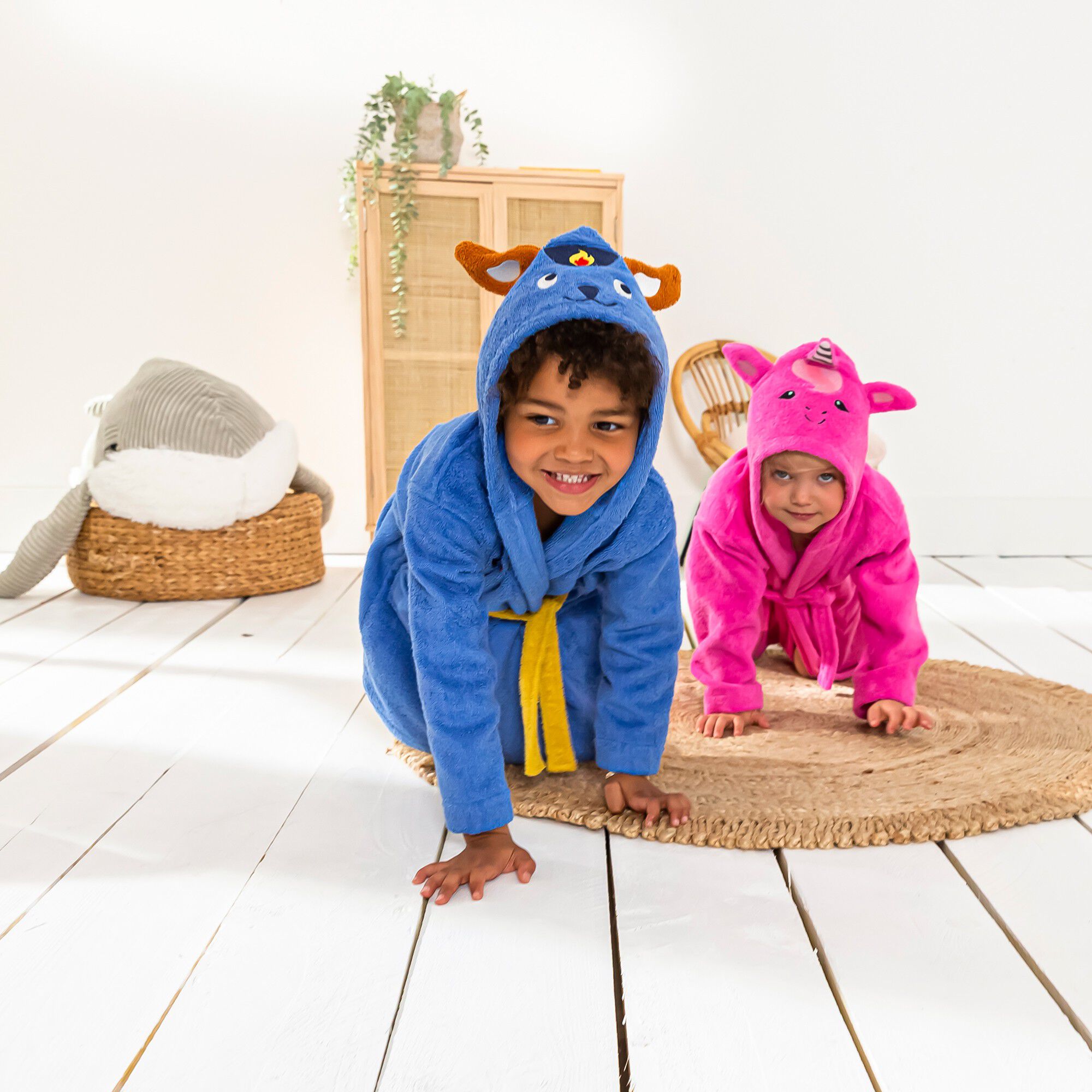 Peignoir de bain enfant Pin-pon à capuche éponge coton