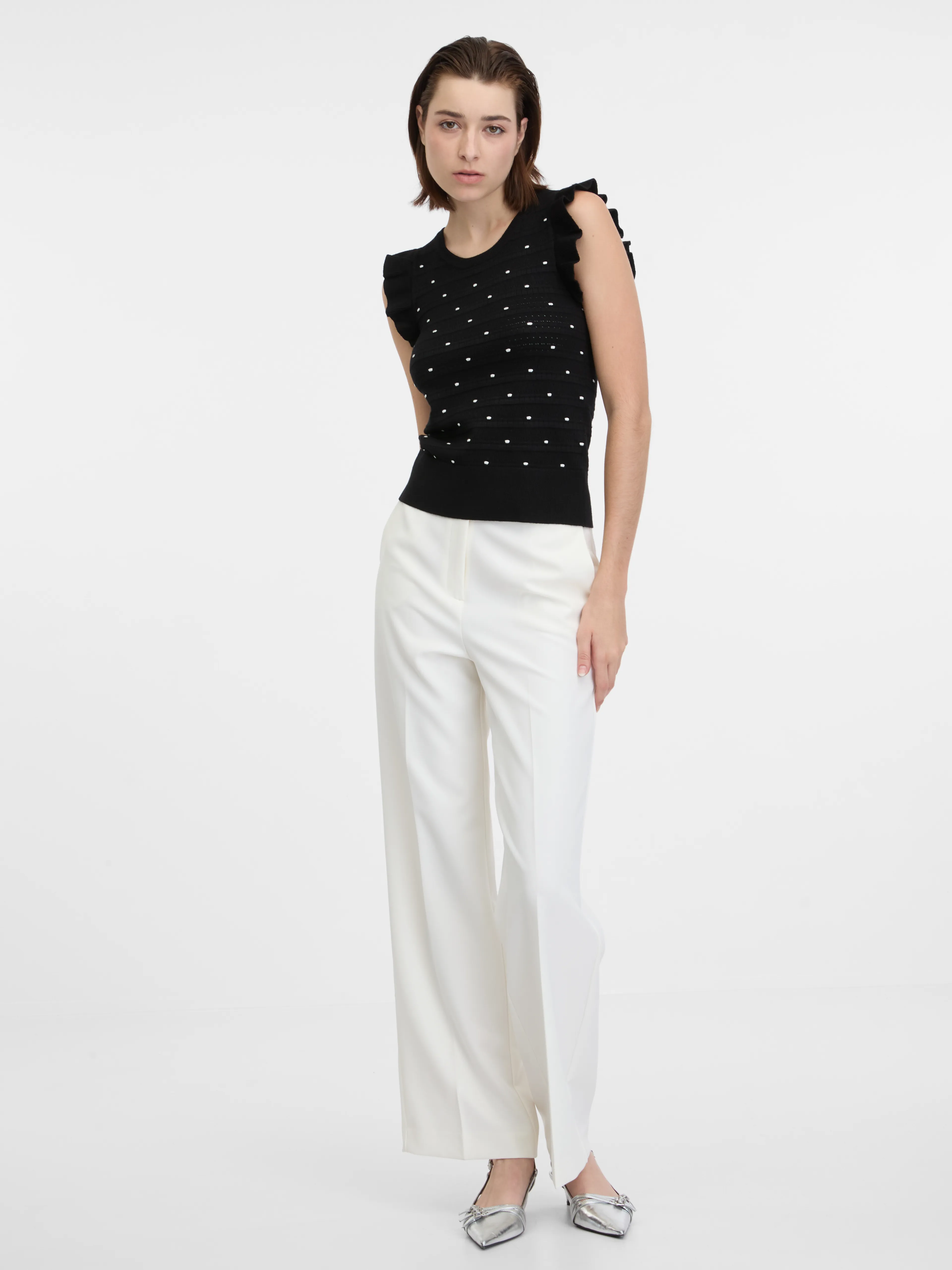 Schwarzes Damen-Polka-Dot-Pullover-Shirt ORSAY