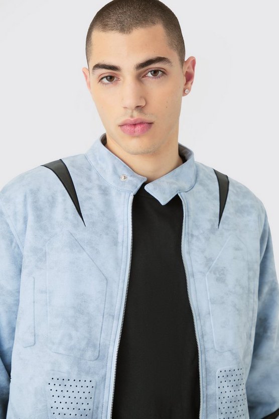 Moto-Jacke aus Wildleder-Imitat