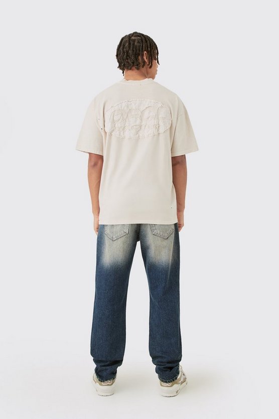 Straight Rigid Washed Blue Ripped Knee Jeans