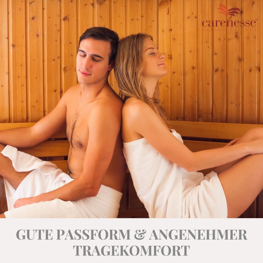 Carenesse Saunatuch Sauna Kilt Set Damen & Herren grau Weiches OneSize Sauna-Kleid Sarong, Baumwolle, Frottee Saunatuch, flexibler Gummibund & 5-fach Knopfleiste Saunakilt