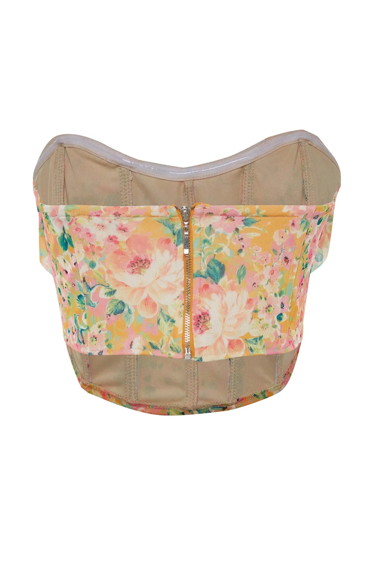 Trendyol Collection  Mehrfarbiges, floral bedrucktes Tüll-Bustier TPRSS23BS00104